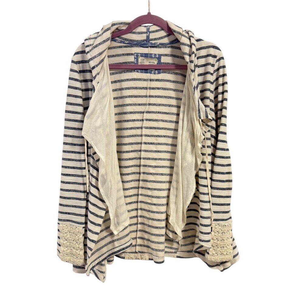 Anthropologie Saturday Sunday Striped Hooded Cardigan‎ Sweater Size M